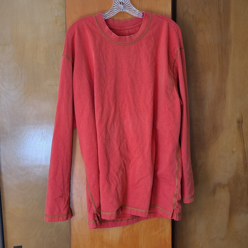 Mens Orvis Long Sleeve T-Shirt XL 100% Cotton Red Layering Gorpcore Streetwear